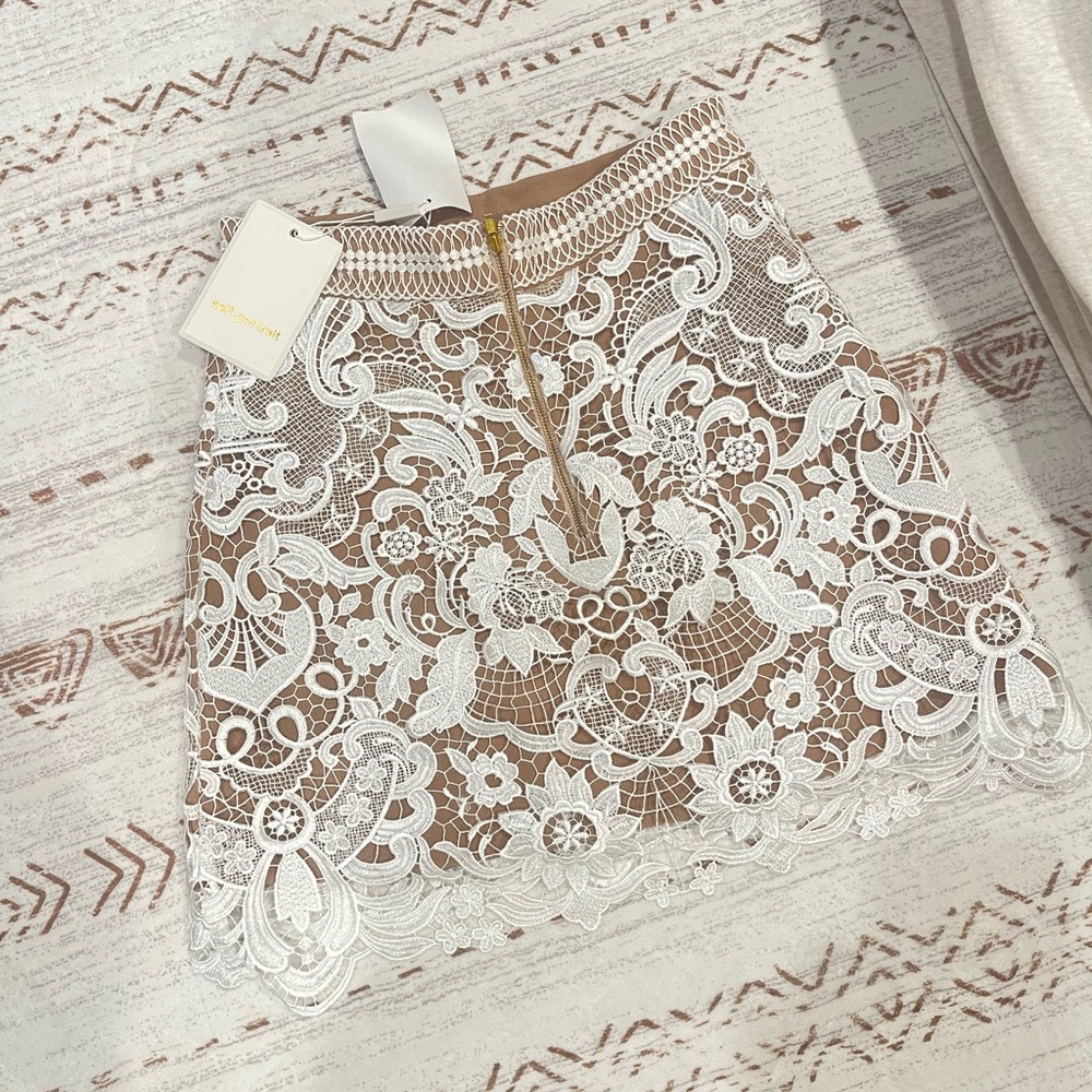 Self-Portrait Ivory Floral Lace Mini Skirt - Picture 4 of 4